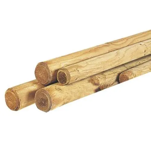 Grenen ronde paal cilindrisch gefreesd 1-zijde haaks gekort 1-zijde gekroond Ø 10 x 300 cm groen geïmpregneerd Laatste Versie