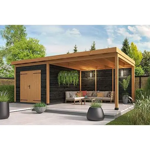 Favoriet Douglas DHZ plat dak Hellendoorn 700 x 400 cm horizontale wanden zwart