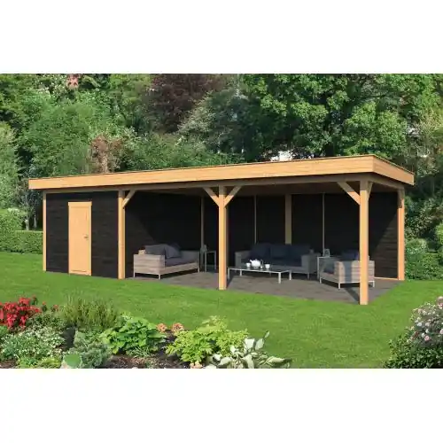 Op = Op Douglas overkapping plat dak Oslo type 7 XL 990 x 430 x 272 cm