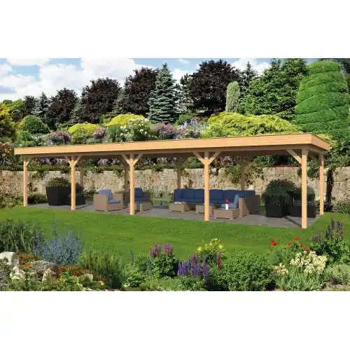 Aanbieding Douglas overkapping plat dak Oslo type 9 XL 1303 x 430 x 272 cm