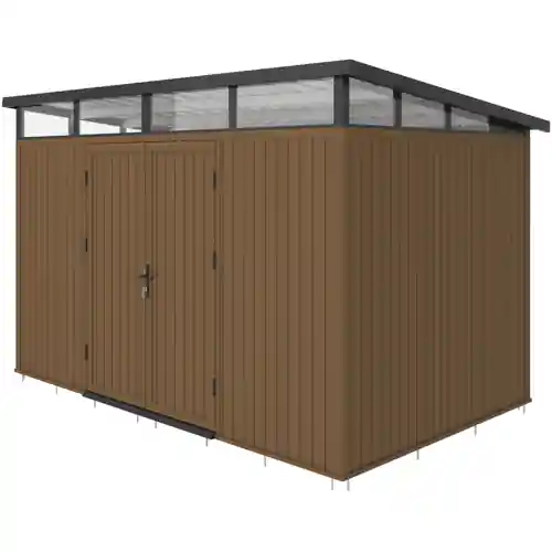 Hoge Kwaliteit NewTechWood berging met dubbele deur 340 x 210 cm teak