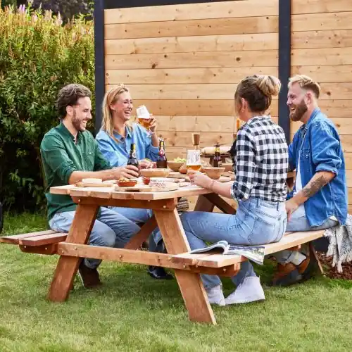 Weekendaanbieding Picknicktafel hardhout comfort 180 x 160 x 75 cm