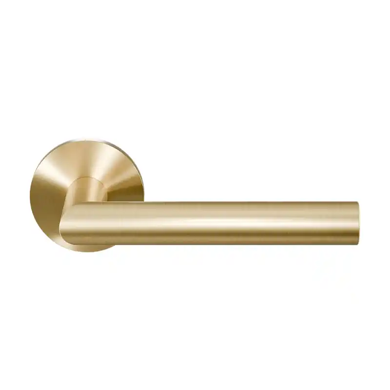 Hete Deal Deurkruk op rozet L-haaks model 19mm PVD Mat Messing