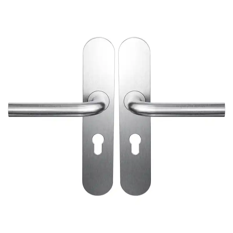 Snelle Levering Deurkruk op schild PC55 L-model 19mm RVS geborsteld