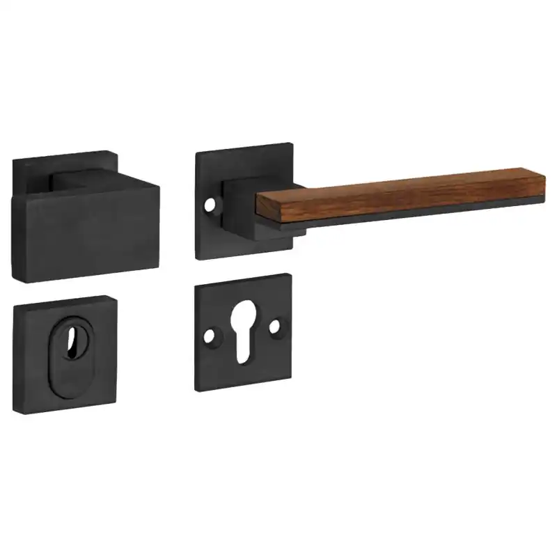 M&T knop- en krukgarnituur PC met kerntrek SKG*** Mimolimit, mat zwart PVD/teak Korting