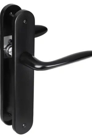 Must-Have Impresso Lake deurkruk op schild met schroeven afgerond 225x41x10mm Zwart