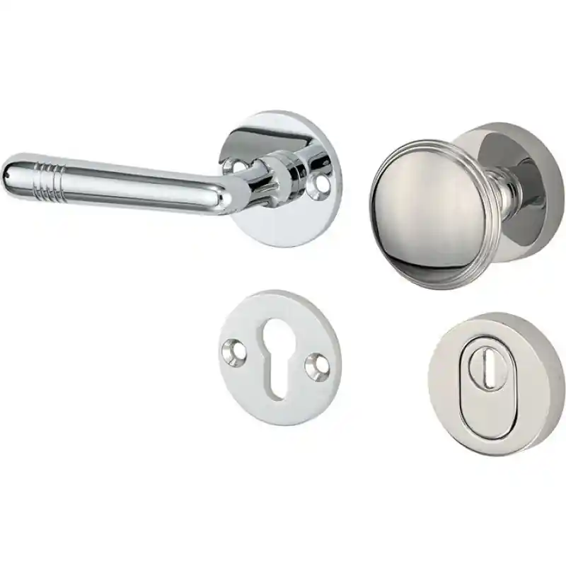 Mi Satori knop/kruk op rozet - SKG Art-Deco glans nikkel / glans chroom Premium