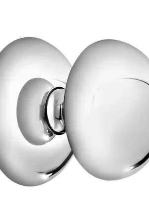0284 Deurknop op rozet vast, chrome Korting