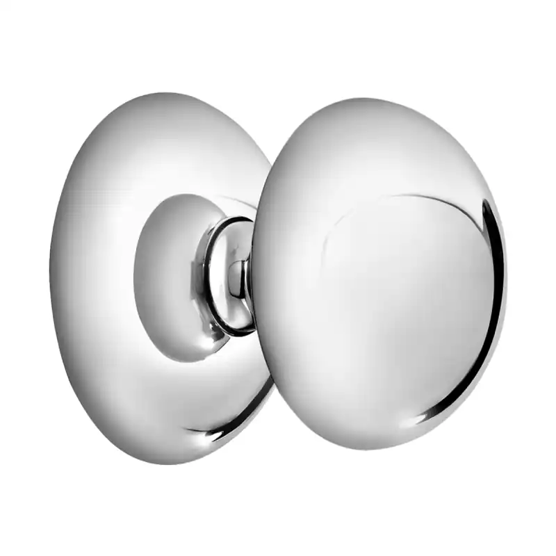 0284 Deurknop op rozet vast, chrome Korting