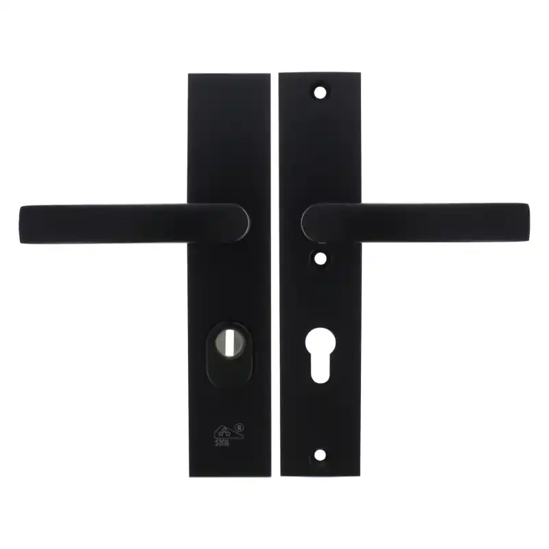 Starx deurkruk op langschild SKG*** met kerntrekbeveiliging 245x50mm PC72 zwart Voordeelprijs