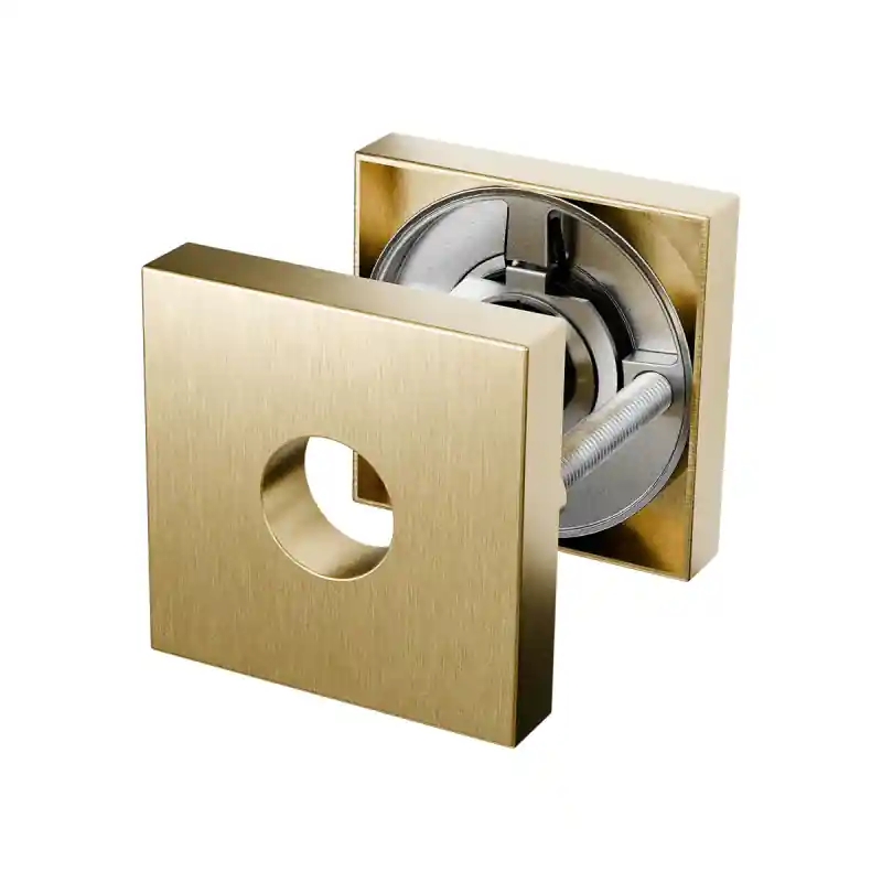 Superprijs Veiligheidskrukrozet vierkant vast met kerntrekbeveiliging PVD Mat Messing GPF9387.P4S