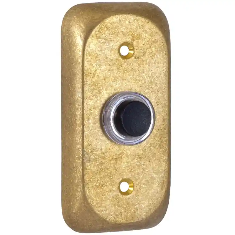 Uitverkoop Voordeurbel 108 Mandelli rechthoekig 80x40 mm ongelakt messing getrommeld