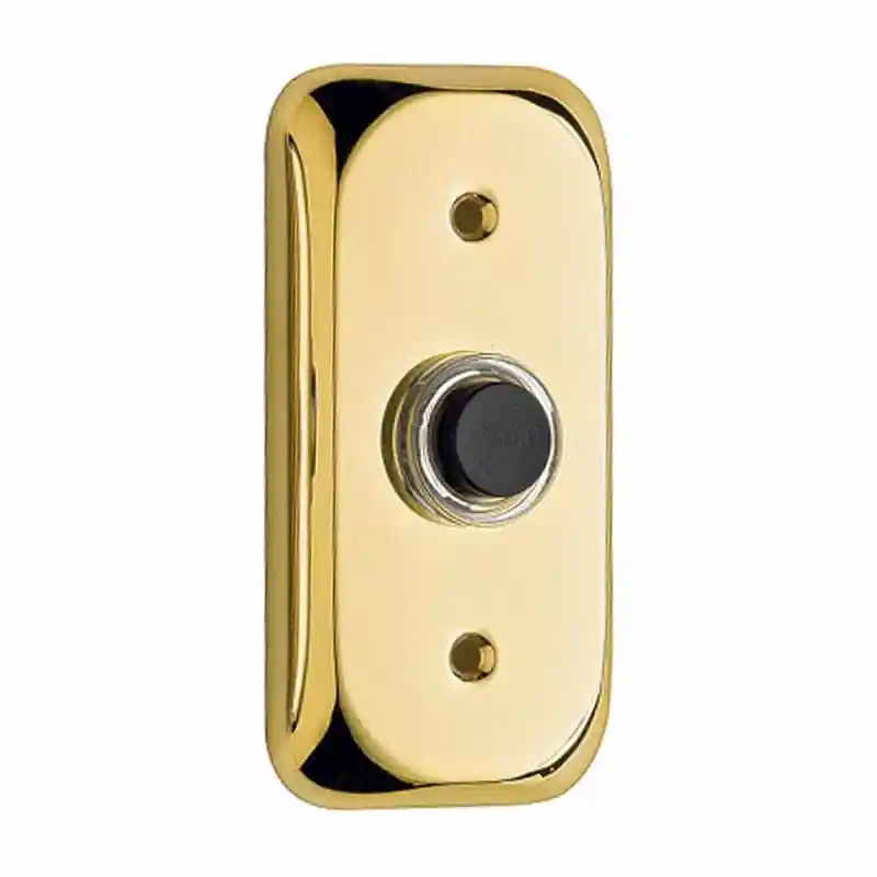 Voordeurbel 108 Mandelli rechthoekig 80x40 mm ongelakt messing Exclusieve Aanbieding