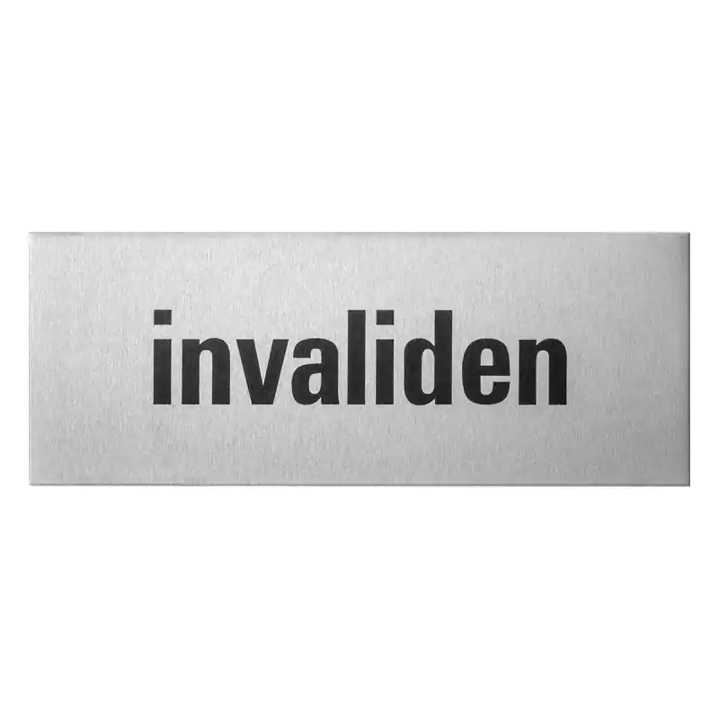 Aluminium deurbordje ‘Invaliden‘ rechthoekig Op = Op