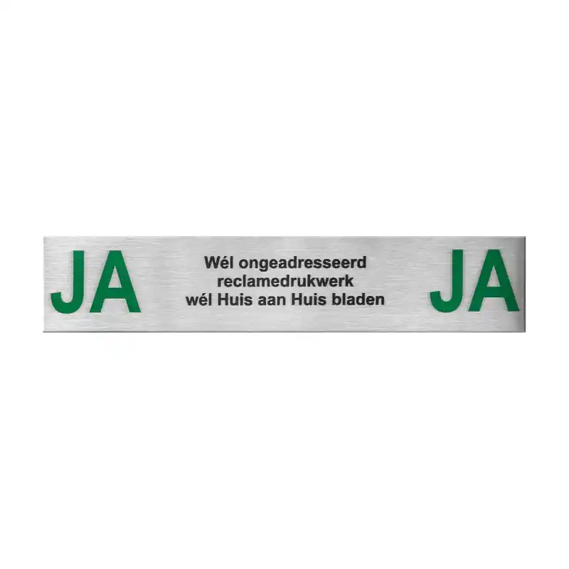 Hoge Kwaliteit RVS brievenbusbordje ‘Ja/Ja‘ rechthoekig