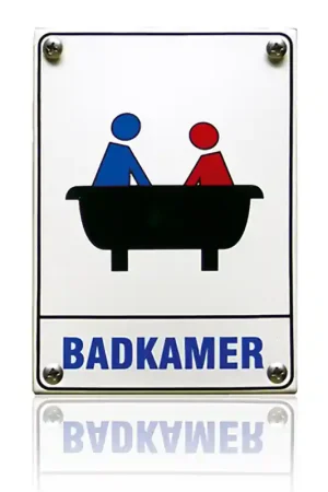 Direct Beschikbaar ‘Badkamer‘ emaille pictogram rechthoekig