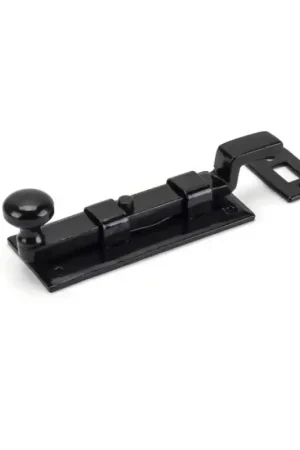 Voordeelprijs Wardlo deurschuif gebogen met knop 91x36mm smeedijzer zwart