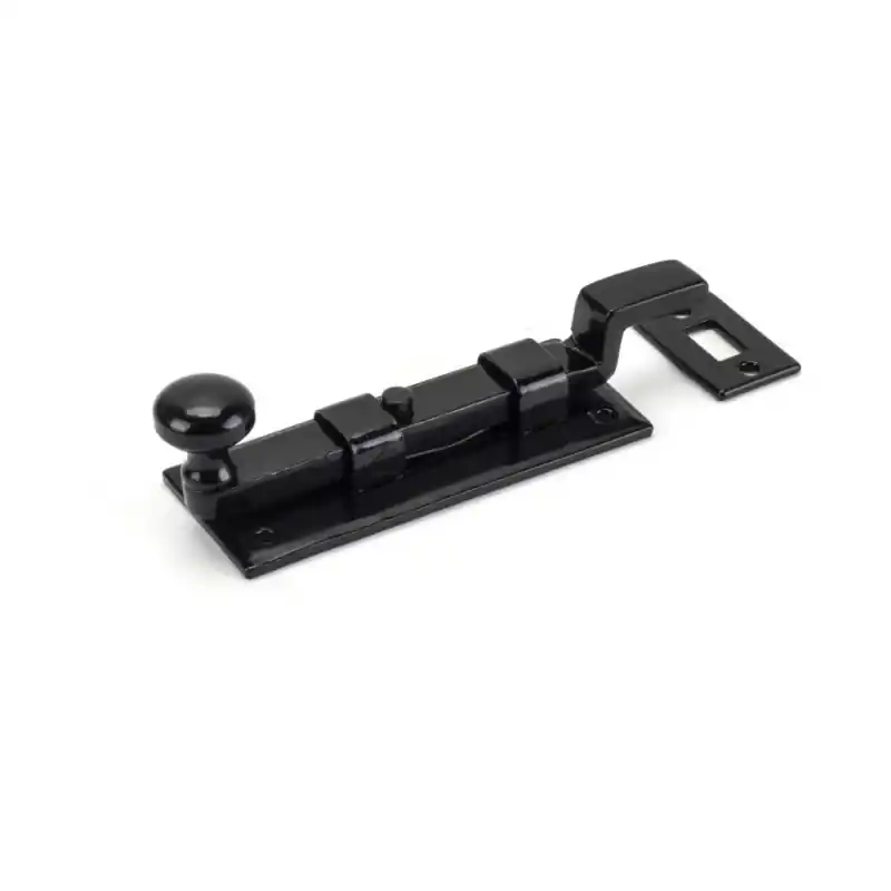 Voordeelprijs Wardlo deurschuif gebogen met knop 91x36mm smeedijzer zwart