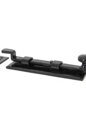 Wardlo deurschuif gebogen met knop 158x52mm smeedijzer zwart Snelle Levering