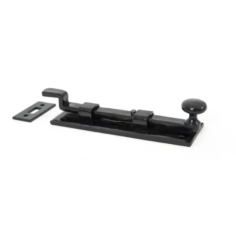 Wardlo deurschuif gebogen met knop 158x52mm smeedijzer zwart Snelle Levering