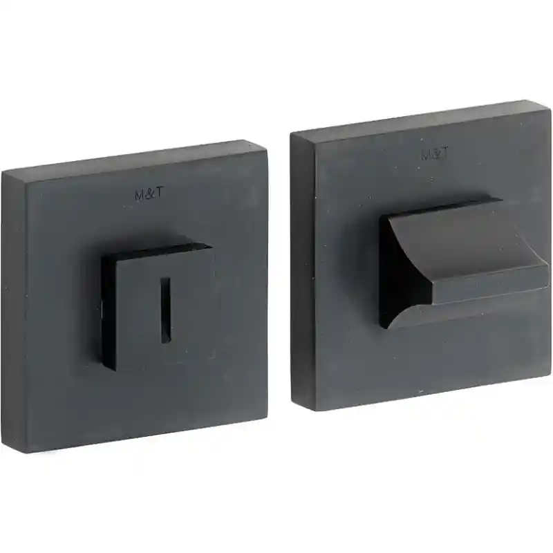 Lage Kosten M&T Toiletgarnituur Model 06 vierkant recht, mat zwart PVD, 54x54x10mm