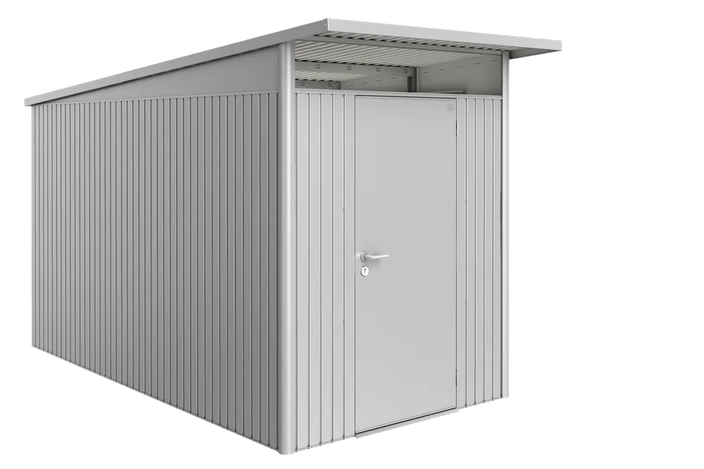 Biohort Berging Avantgarde met enkele deur zilver 180 x 380 x 222 cm Direct Beschikbaar