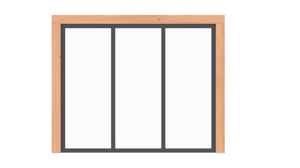 Seizoensaanbieding Vaste Glaswand Metallook 250 x 220 cm