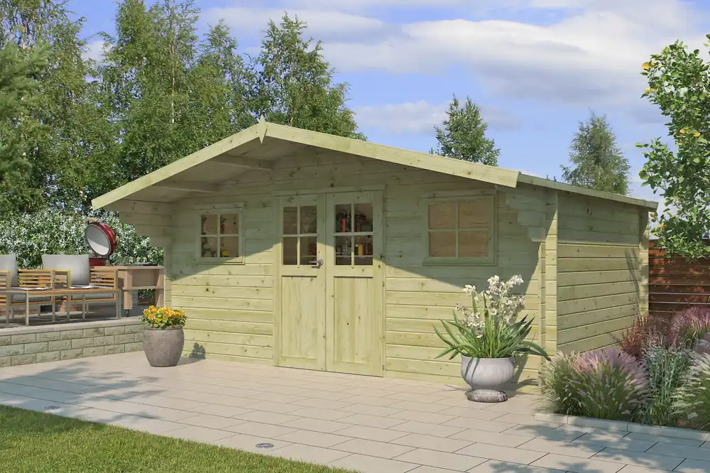 Woodlands Blokhut Winnipeg Groen Geïmpregneerd 505 x 320 cm Flitsaanbieding