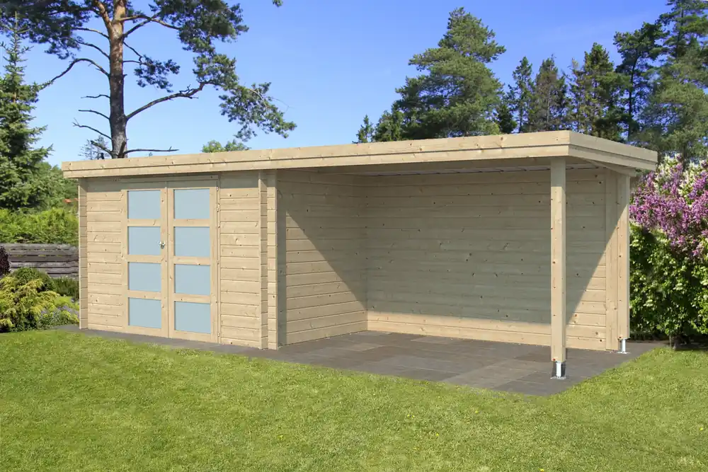 Lage Prijs Woodlands Blokhut Oregon met Overkapping 595 x 205 cm