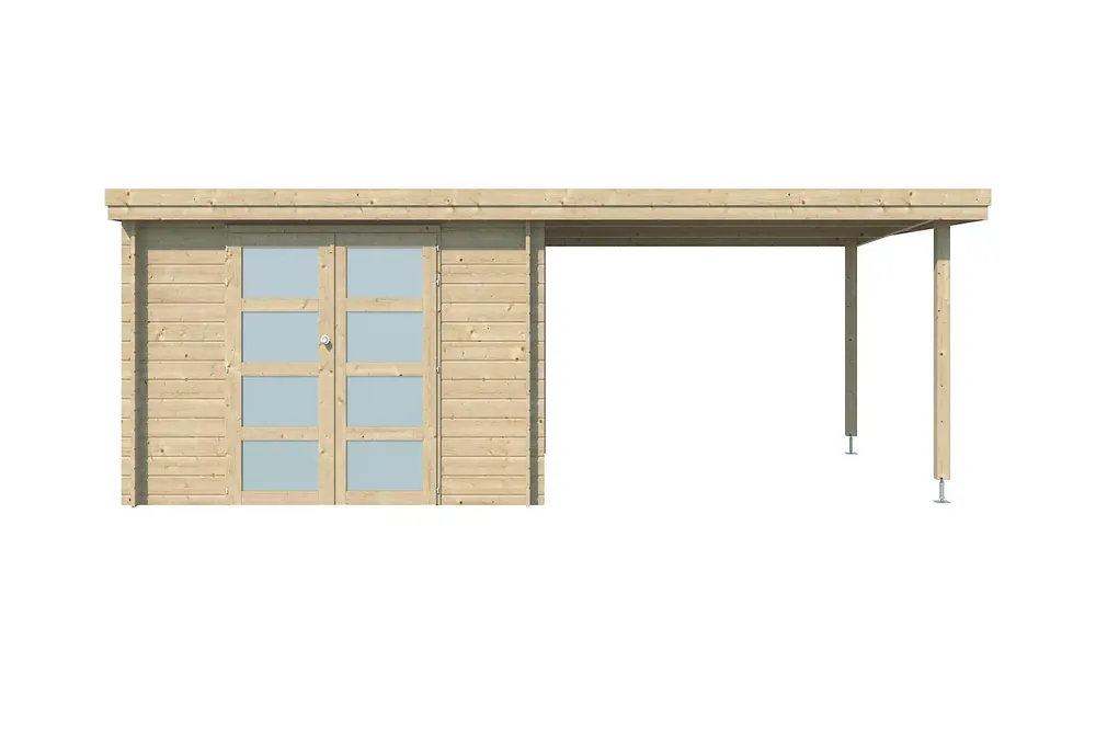 Gratis Retour Woodlands Blokhut Oregon met Overkapping 595 x 295 cm