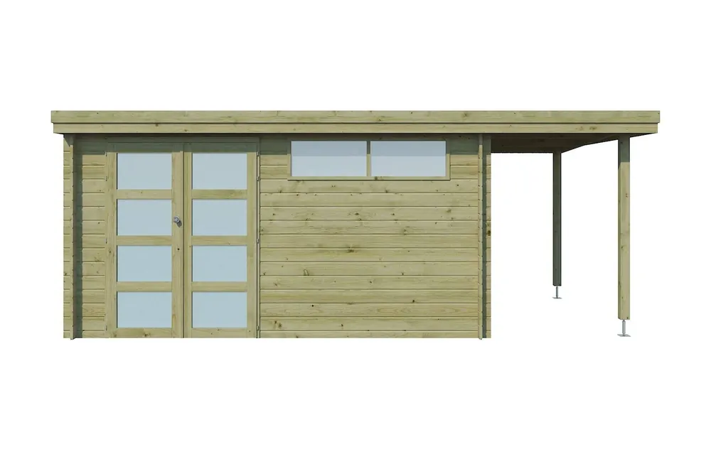 Must-Have Woodlands Blokhut Oregon met Overkapping Geïmpregneerd 565 x 295 cm