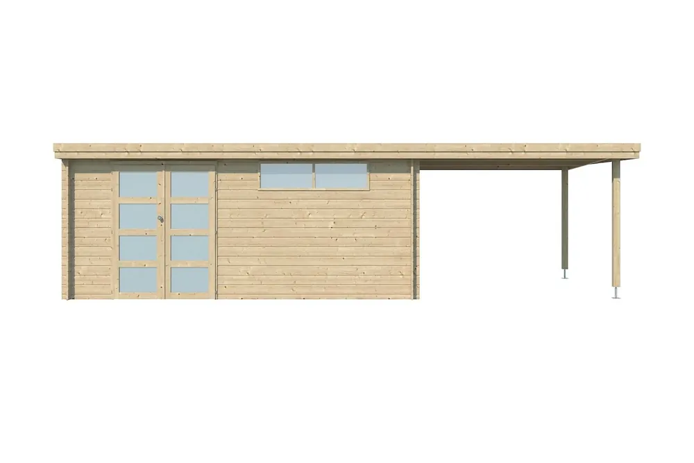 Merkproduct Woodlands Blokhut Oregon met Overkapping 805 x 295 cm