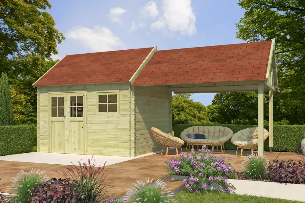 Woodlands Blokhut Coventry XL Groen 720 x 320 cm Betaalbaar