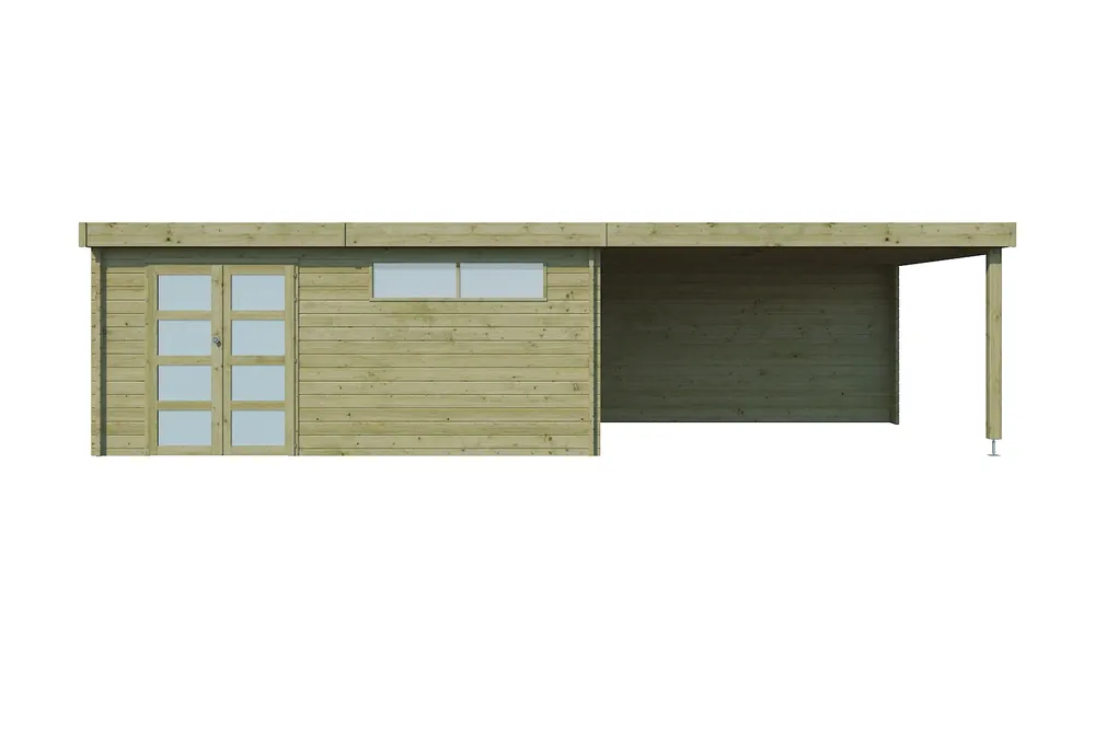 Woodlands Blokhut Modern met Overkapping Geïmpregneerd 905 x 385 cm Laatste Kans
