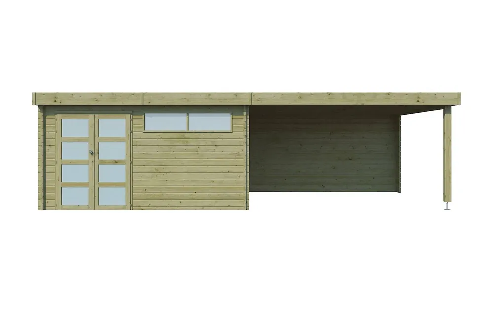 Woodlands Blokhut Modern met Overkapping Geïmpregneerd 815 x 385 cm Voordeelprijs