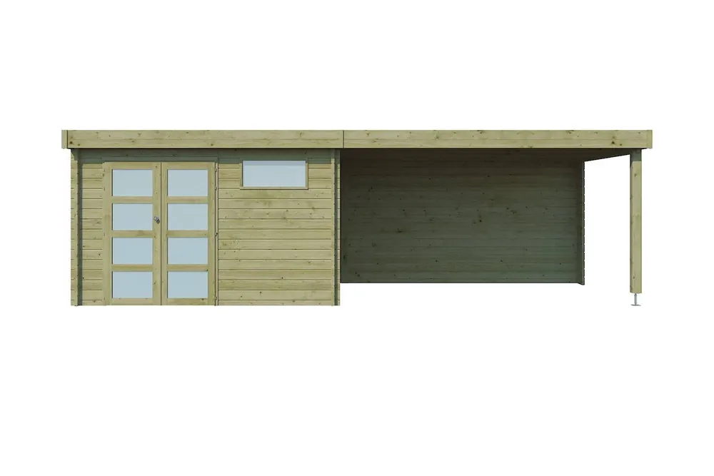 Woodlands Blokhut Modern met Overkapping Geïmpregneerd 755 x 295 cm Dagaanbieding
