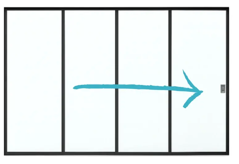 Glazen Schuifwand Zijwand Vaste Handgreep Rechts - 362 x 224 cm Populair