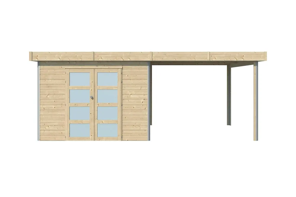 Laatste Versie Woodlands Blokhut Kasuko met Overkapping en Dakisolatie 580 x 295 cm