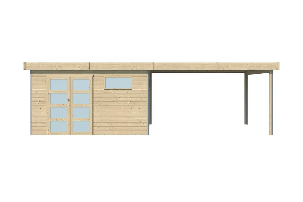 Express Levering Woodlands Blokhut Kasuko met Overkapping en Dakisolatie 785 x 295 cm