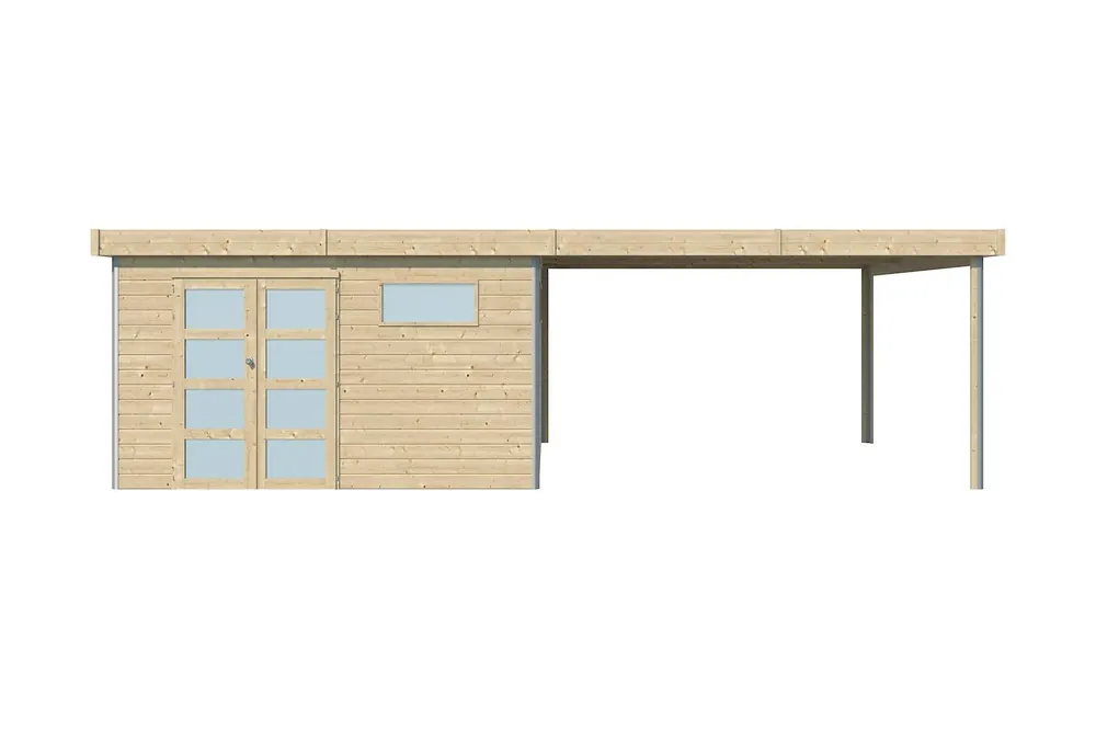 Nieuw Woodlands Blokhut Kasuko met Overkapping en Dakisolatie 785 x 385 cm