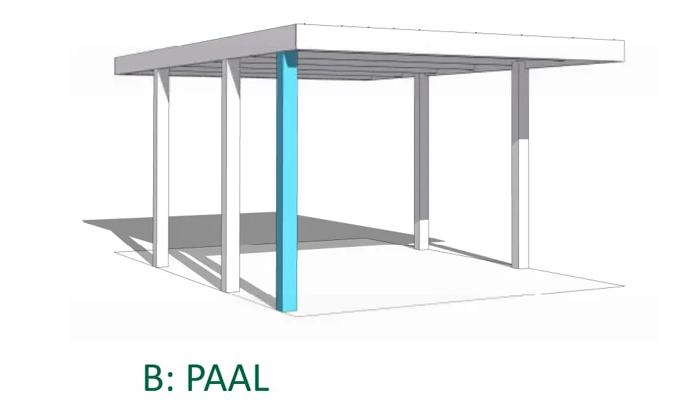 Paal voor Carport QB - Lengte 109.4 cm Speciale Aanbieding
