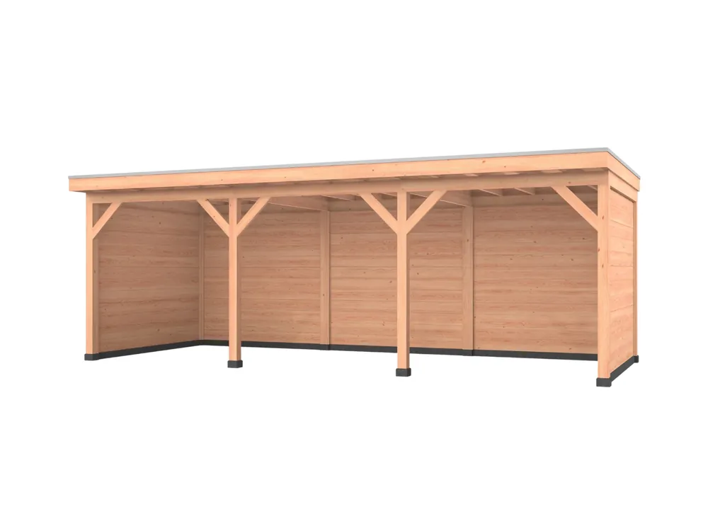 Douglas overkapping, 750 x 300, met achterwand en twee zijwanden, Westwood Comfort Beperkt Aanbod