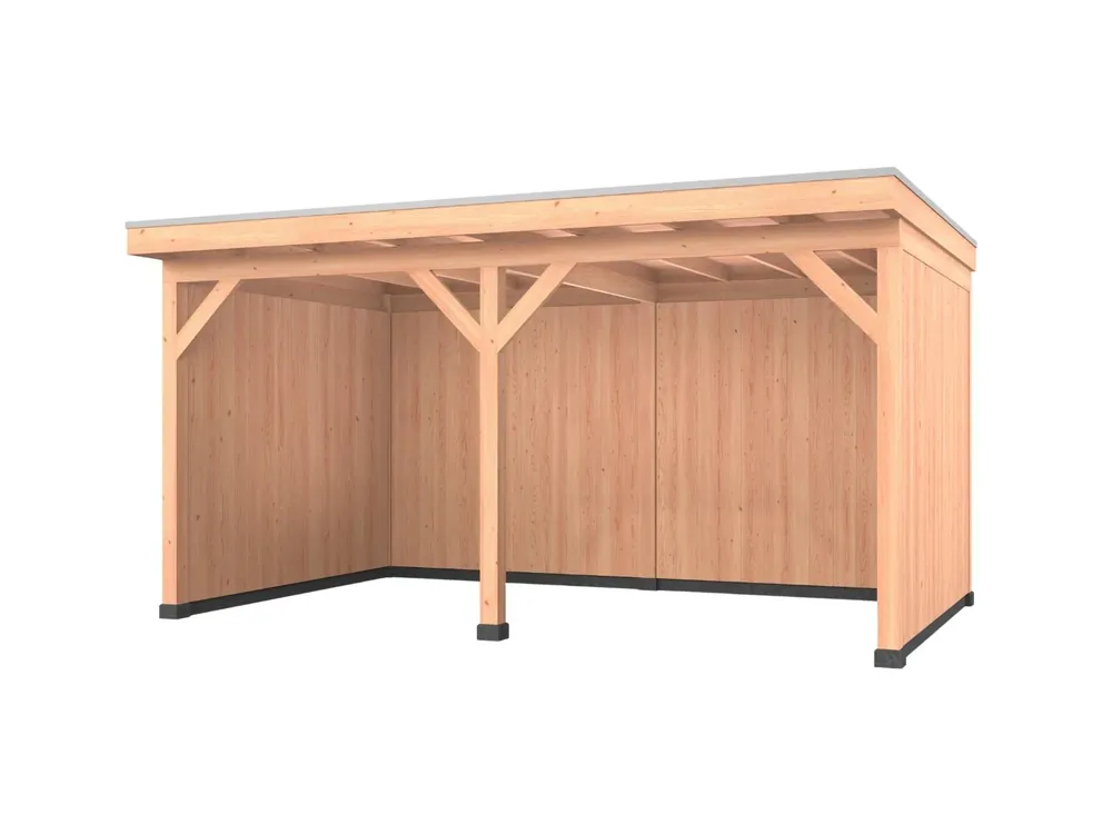 Douglas overkapping, 500 x 350, met achterwand en twee zijwanden, Westwood Comfort Direct Beschikbaar