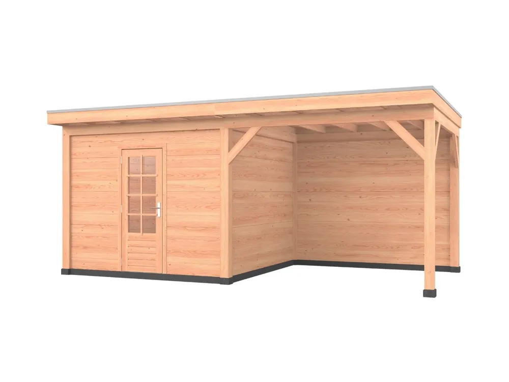 Douglas overkapping, 600 x 350, met schuur en achterwand, Westwood Comfort Snelle Levering