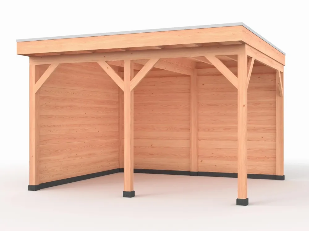 Direct Beschikbaar Douglas overkapping, 400 x 400, met achterwand en zijwand, Westwood Comfort