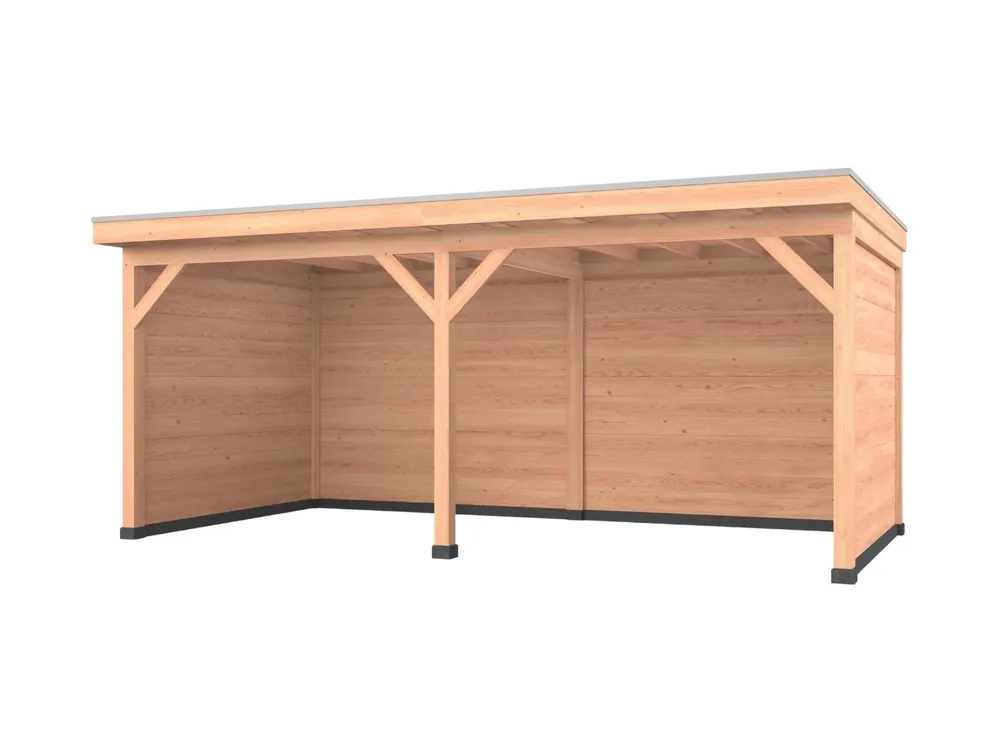 Douglas overkapping, 600 x 400, met achterwand en twee zijwanden, Westwood Comfort Betrouwbaar