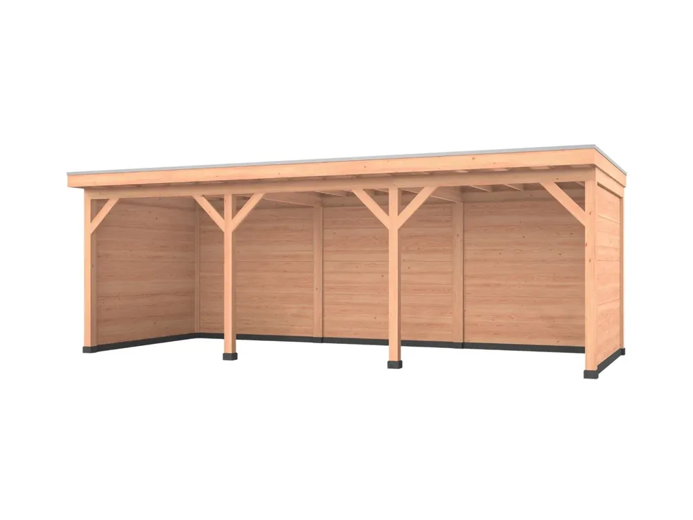 Douglas overkapping, 750 x 400, met achterwand en twee zijwanden, Westwood Comfort Lage Kosten