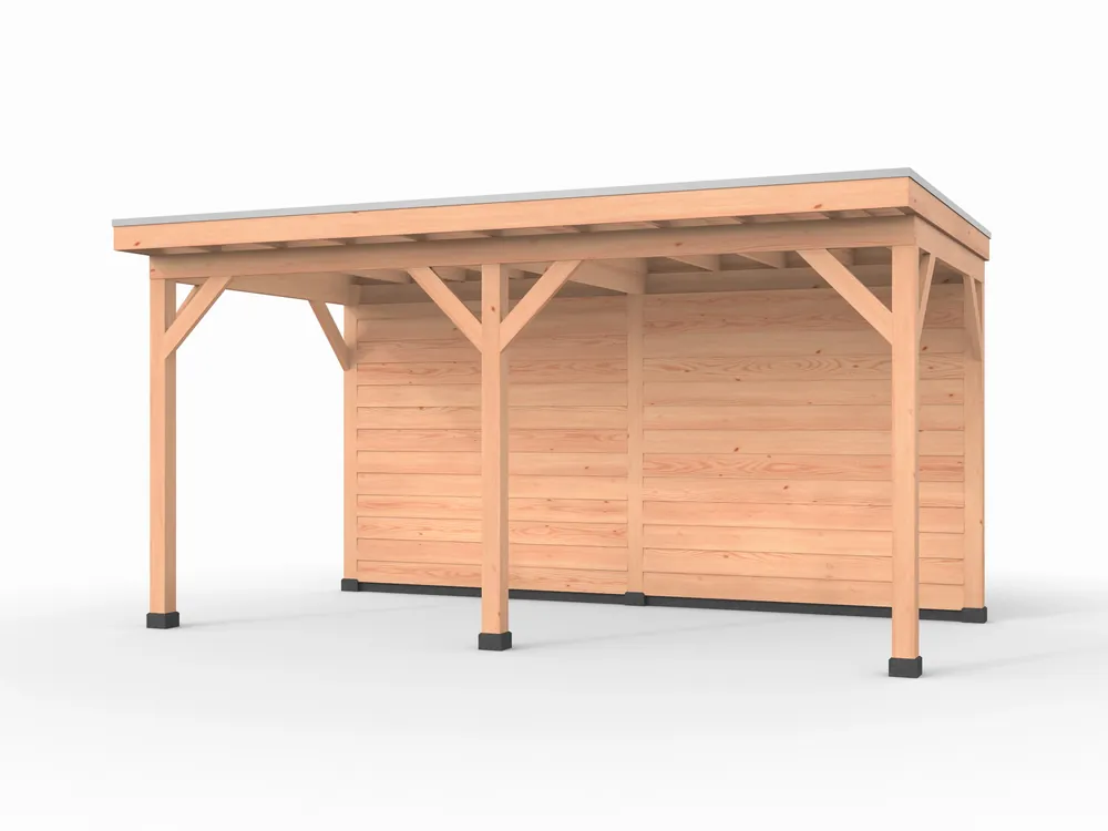 Hete Deal Douglas overkapping, 500 x 250, met achterwand, Westwood Comfort