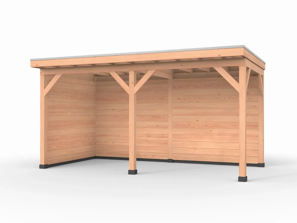 Finale Uitverkoop Douglas overkapping, 500 x 250, met achterwand en zijwand, Westwood Comfort