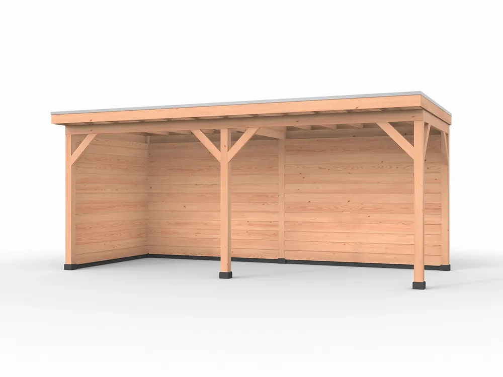 Koopje Douglas overkapping, 600 x 250, met achterwand en zijwand, Westwood Comfort